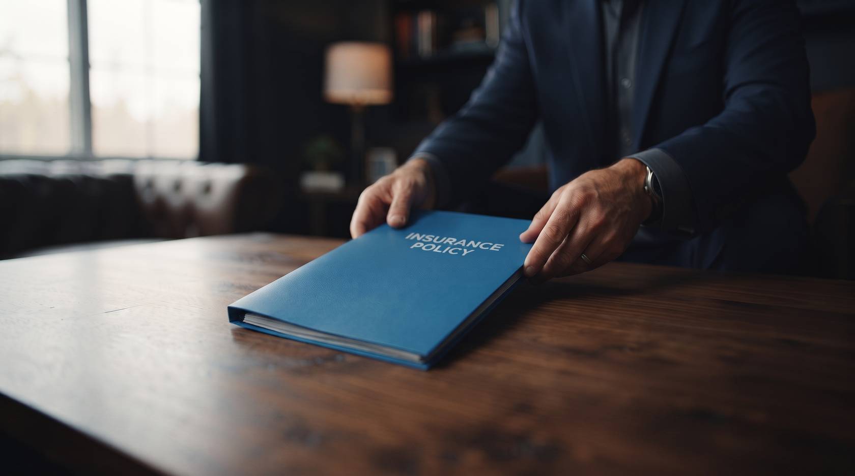 An N&H advisor sliding a policy folder across the table